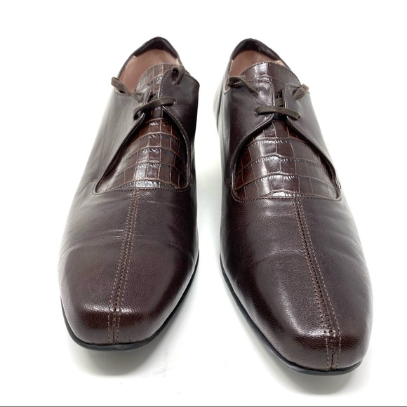 Beautifeel Jennifer Brown Leather Croco Lace Up pumps - Picture 4 of 10